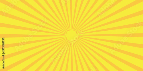 Orange Sunburst Pattern with yellow Background. Rays. Radial. Summer Banner.