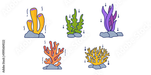 Collection of Blue Fish School Abstract Vector Patterns