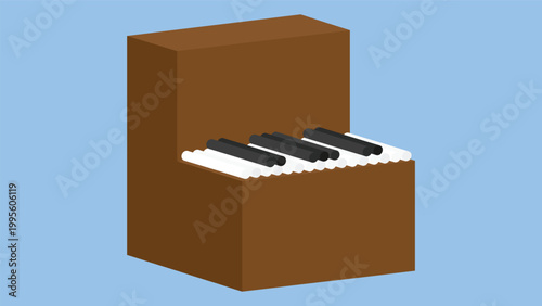 Piano keyboard in the box. Vector illustration in flat style.