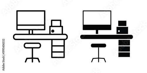 Work desk icon - Vector design set