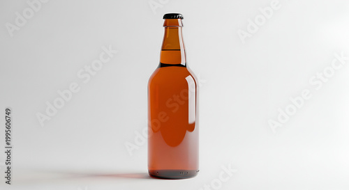 Brown glass beer bottle isolated white.