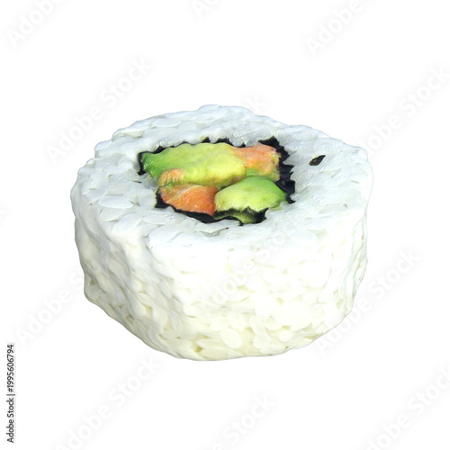 Delicious sushi roll with salmon and avocado filling