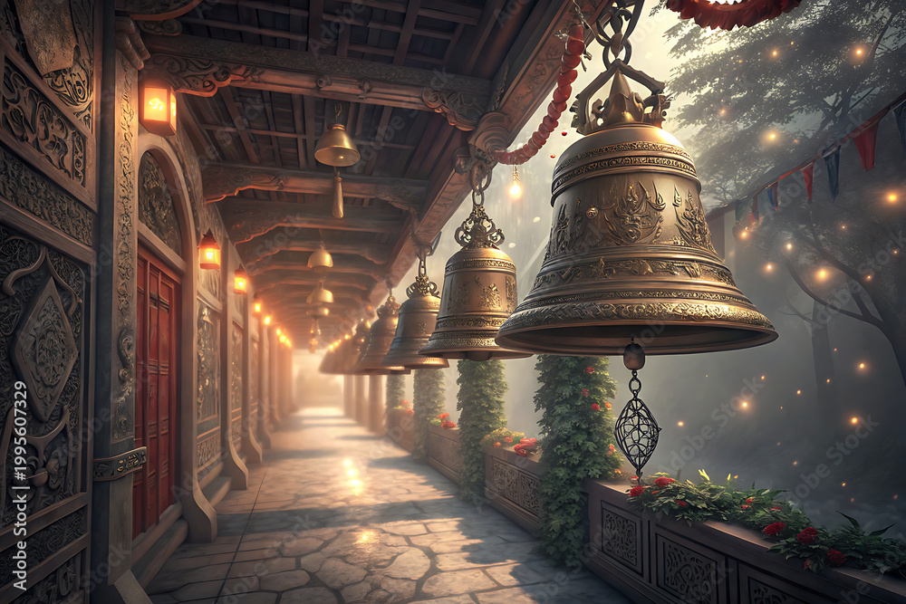 Obraz premium Temple Hanging Bells