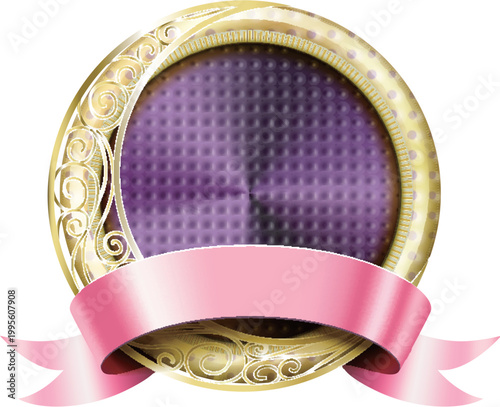 Gold award with pink ribbon