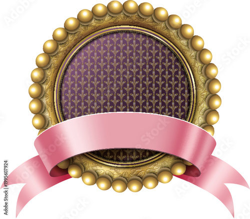 Gold award with pink ribbon