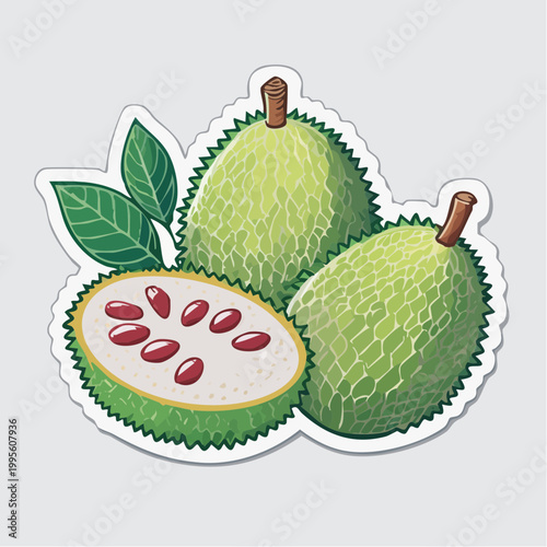 Illustration of Custard Apples with Leaves
