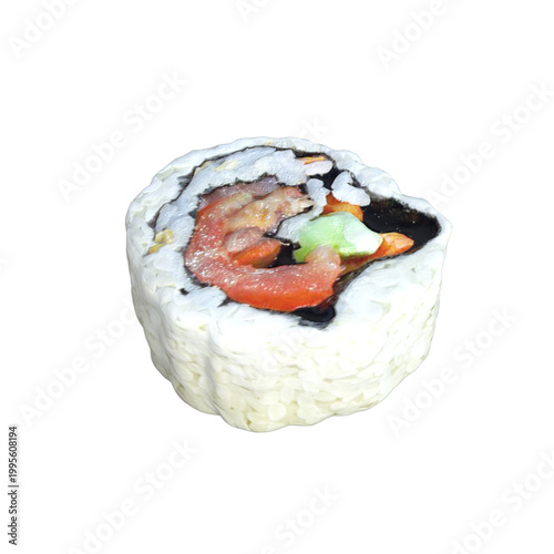 Delicious sushi roll with salmon and vegetables