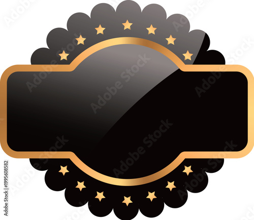 Black label with golden stars