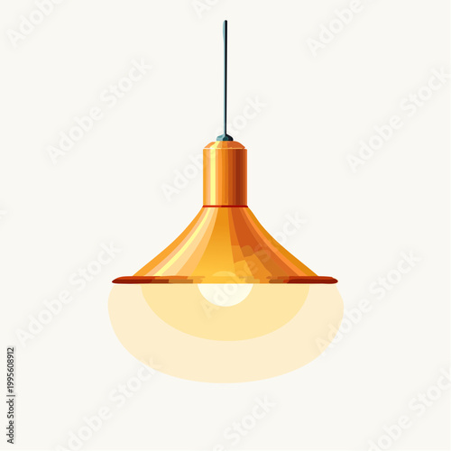 Golden pendant light with warm glowing bulb and shade lighting interior