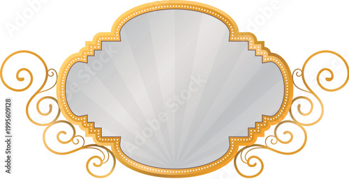 Silver mirror with golden luxury frame