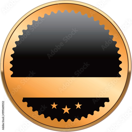 Black luxury badge with golden stars
