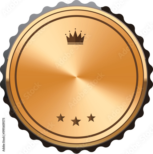 Golden badge with black star and circle