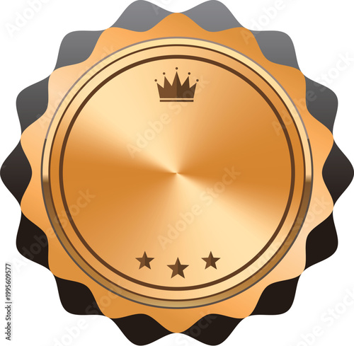 Golden badge with black star and circle
