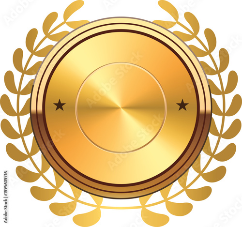 Golden badge with star and ear of rice