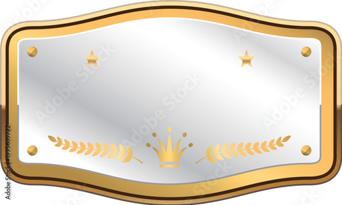 Silver badge with golden crown and frame