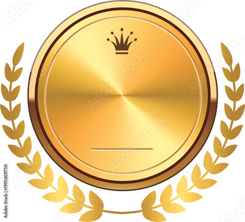 Golden badge with crown and ear of rice