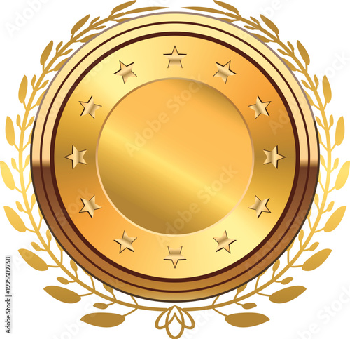 Golden badge with star and ear of rice