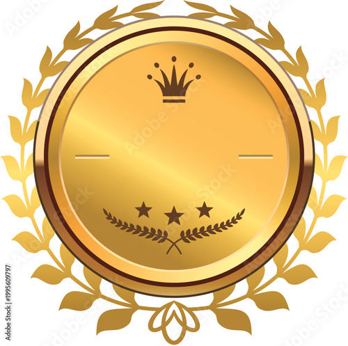 Golden badge with crown and ear of rice