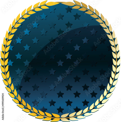Dark blue luxury badge golden frame