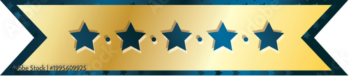 Golden label with blue stars