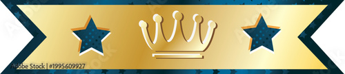 Golden label with blue star and crown