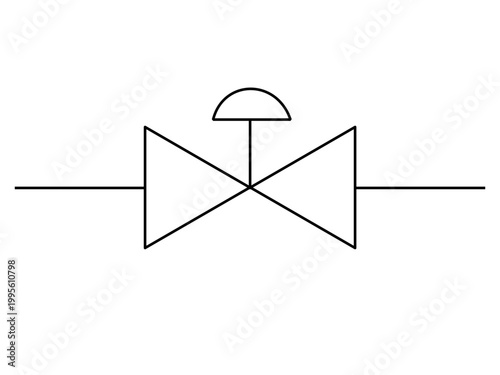 Pneumatic diaphragm control valve P&ID symbol for industrial automation and process engineering diagrams. Professional technical vector icon