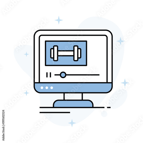 Online Fitness Video Vector Fill outline Icons Eps 10 File