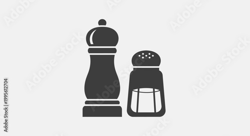 A simple flat vector icon of a salt and pepper shaker set, front view.