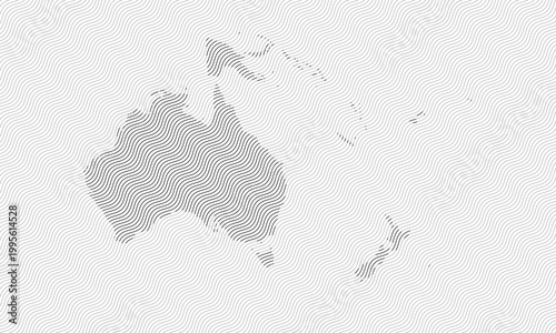 Abstract wavy line pattern with hidden Oceania map texture