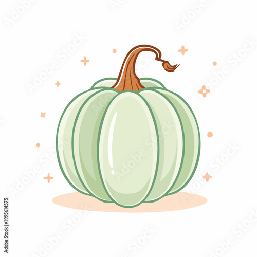 Cute Light Green Pumpkin Illustration