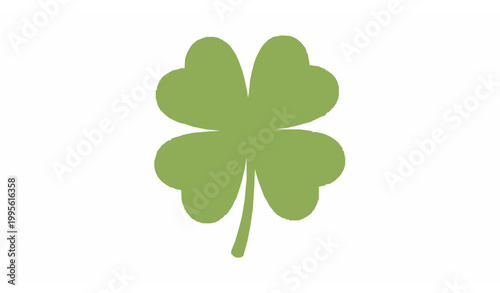 Green Four-Leaf Clover Icon Symbolizing Good Luck and Fortune
