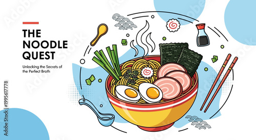 Delicious ramen bowl illustration food and culinary concept in vector style