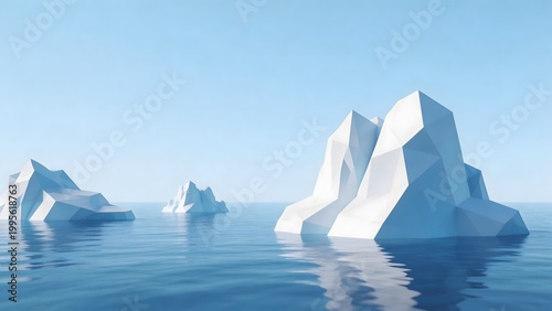 Icebergs in calm water