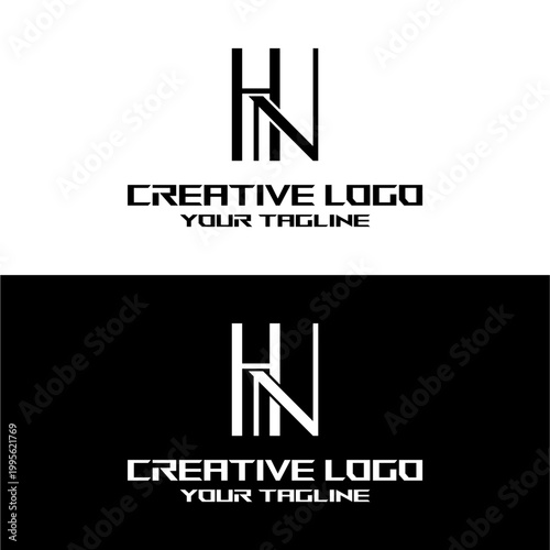creative letter logo hn design vector