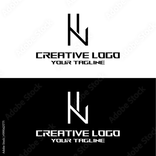 creative letter logo hn design vector