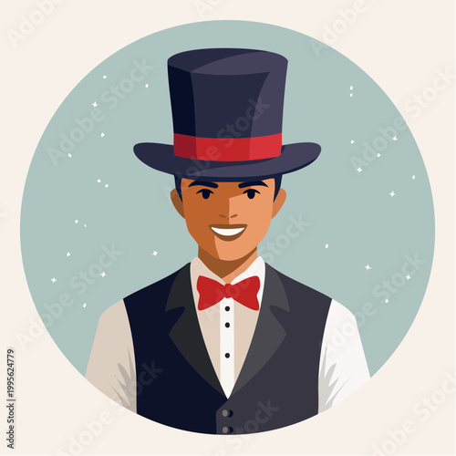 Man in Top Hat and Bow Tie