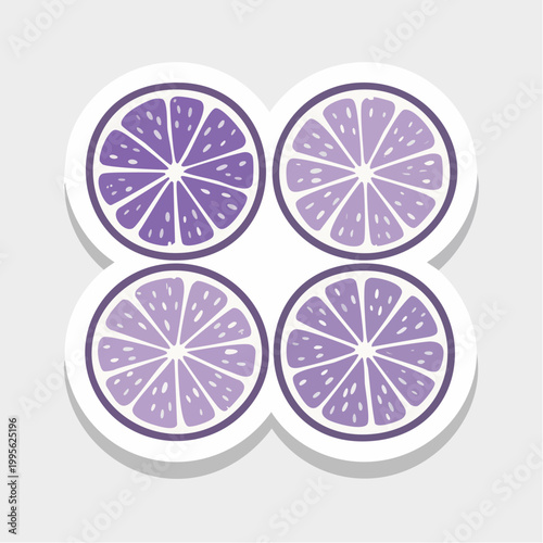 Four Slices of Purple Citrus Fruit