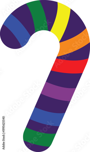 Rainbow Candy Cane Illustration