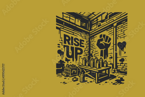 Urban Protest Graffiti Poster Rise Up Illustration