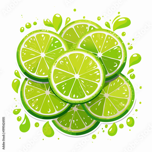 Fresh Lime Slices with Splashes of Juice