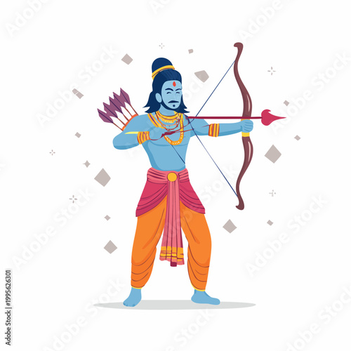 Illustration of Lord Rama aiming a bow and arrow