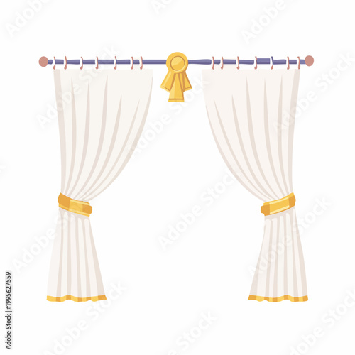 Elegant White Curtains with Gold Accents