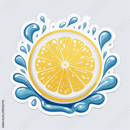 Lemon Slice Splashing in Water Sticker