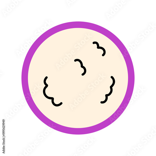 Vector slice of fresh radish with pink skin and light crunchy interior. Simple minimal vegetable illustration isolated on white background. Healthy food graphic for diet and salad design.