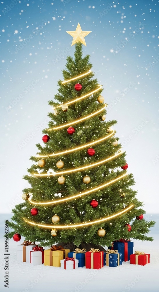 Fototapeta premium Winter's Gilded Garland, Gifted Beneath a Star