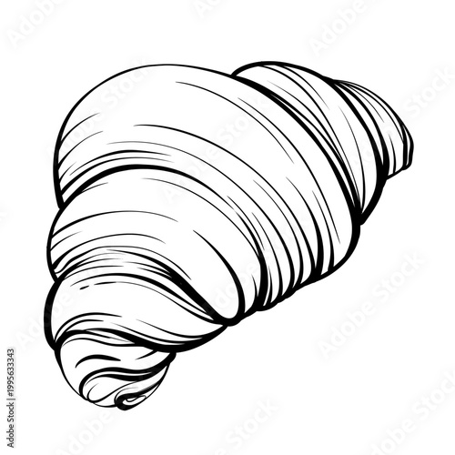 Croissant Pastry Line Art Vector, Black and White Bakery Illustration, Minimal Outline Food Clipart Isolated Design
