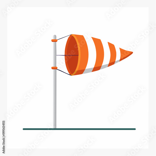 Orange and White Windsock Indicating Wind Direction