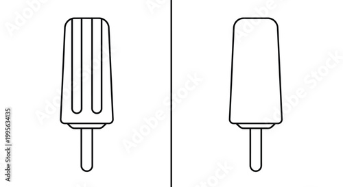 Simple line drawing of two popsicle shapes side by side
