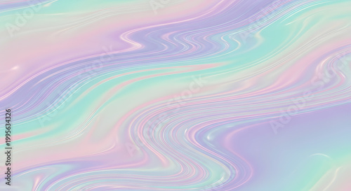 Abstract Iridescent Liquid Gradient Background with Pearlescent Lavender Mint and Pink Flowing Textures