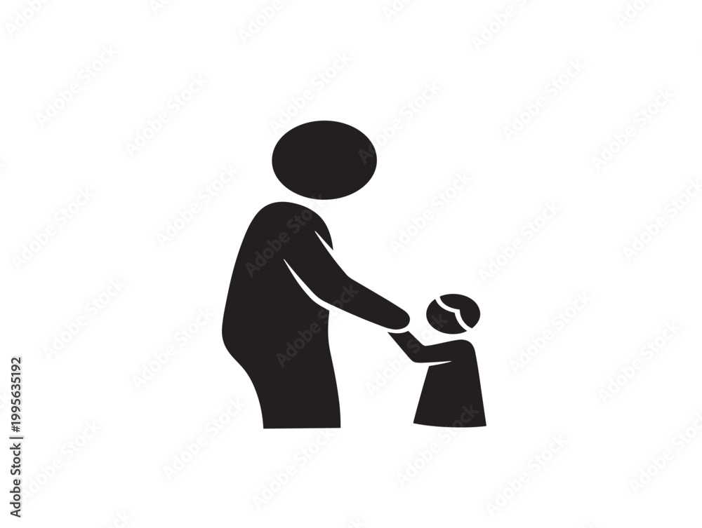 Fototapeta premium caregiver helping an elderly person with a cane vector illustration